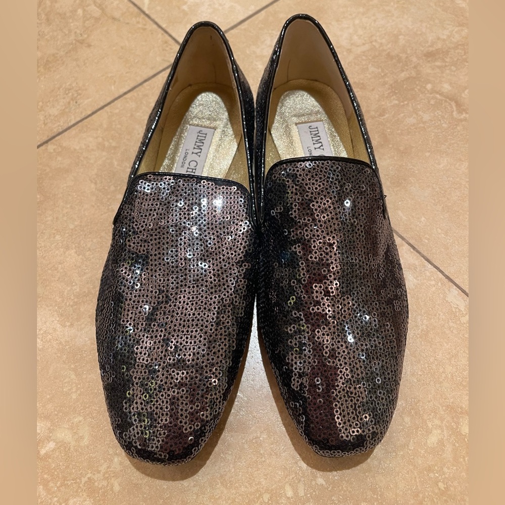 Jimmy Choo glitter loafers NEW